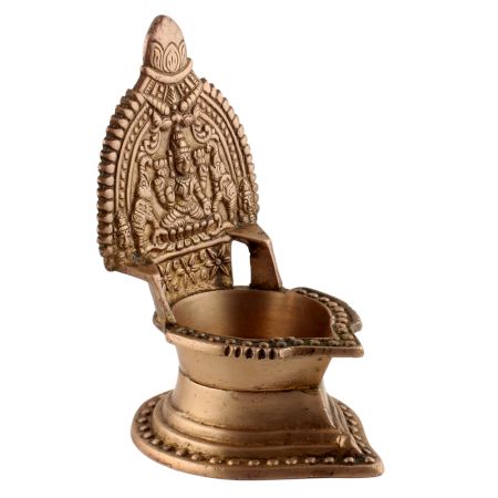 Engraved Ashtadhatu Puja Oil lamp